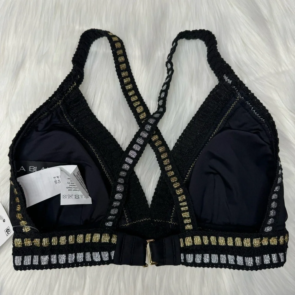 NWT La Blanca Threading Along Triangle Bikini Top size 6